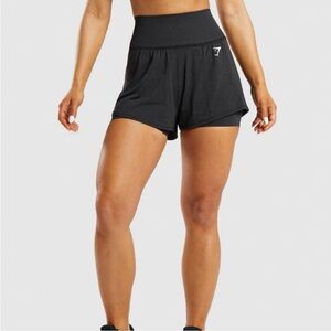 GymShark Vital Seamless 2.0 2-in-1 Shorts in Black Marl Size M